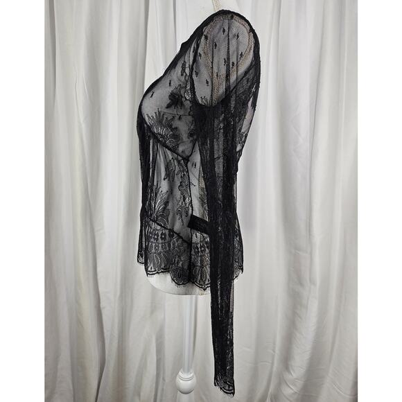 TOPSHOP BLACK LACE LONG-SLEEVE BLOUSE - ELEGANT AND CHIC! - Picture 4 of 7